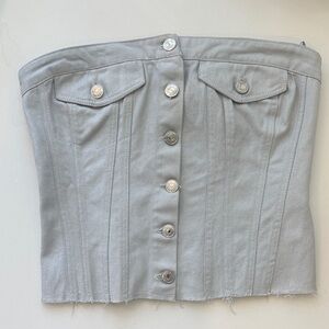 Zara Silver Button-Front Crop Top
